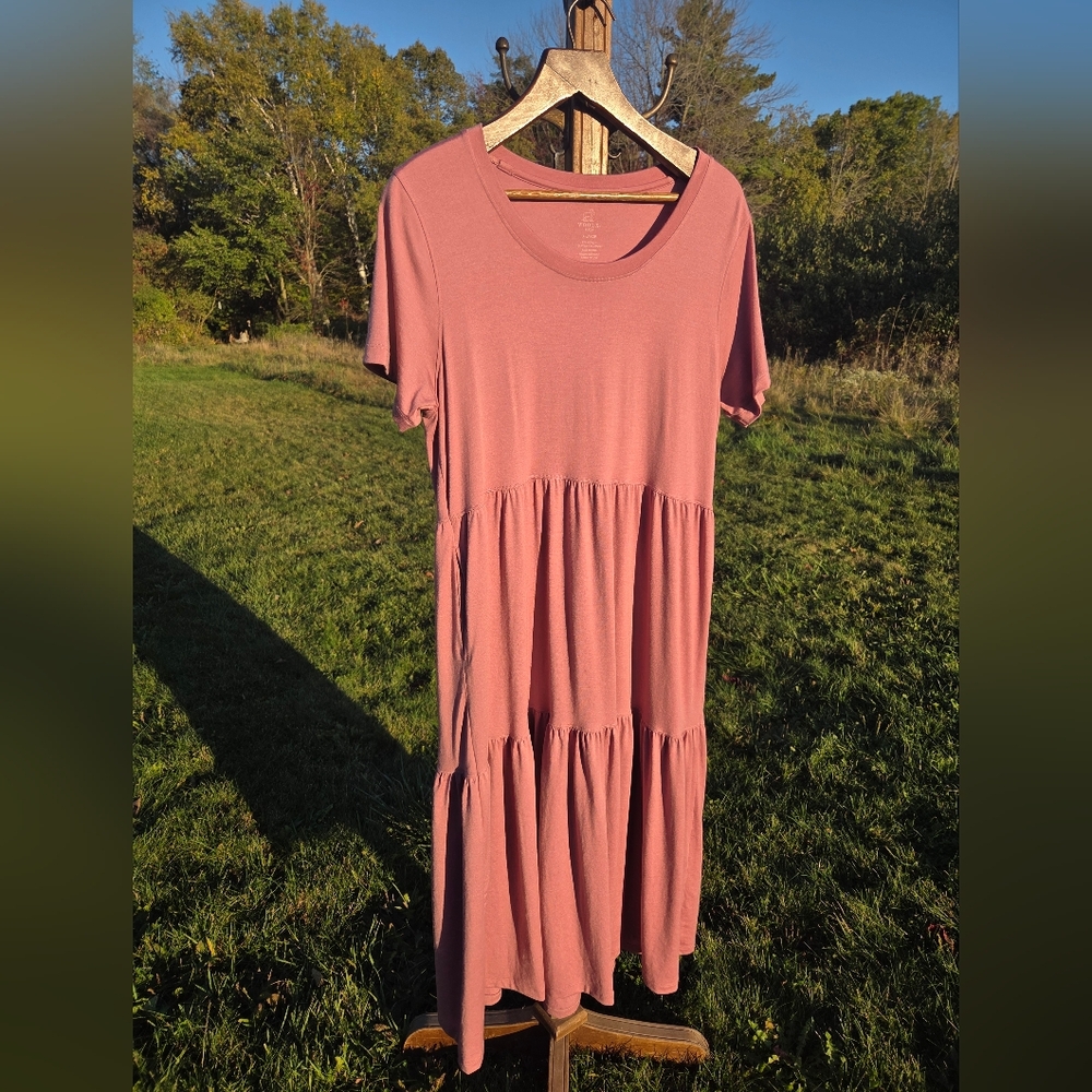Woolx Lucia Pink Tiered Midi Dress XL
